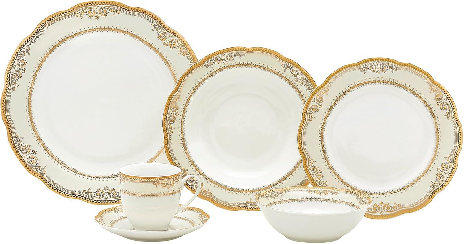 Lorren Home Trends 57 Piece Porcelain China Dinnerware Set - Service for 8