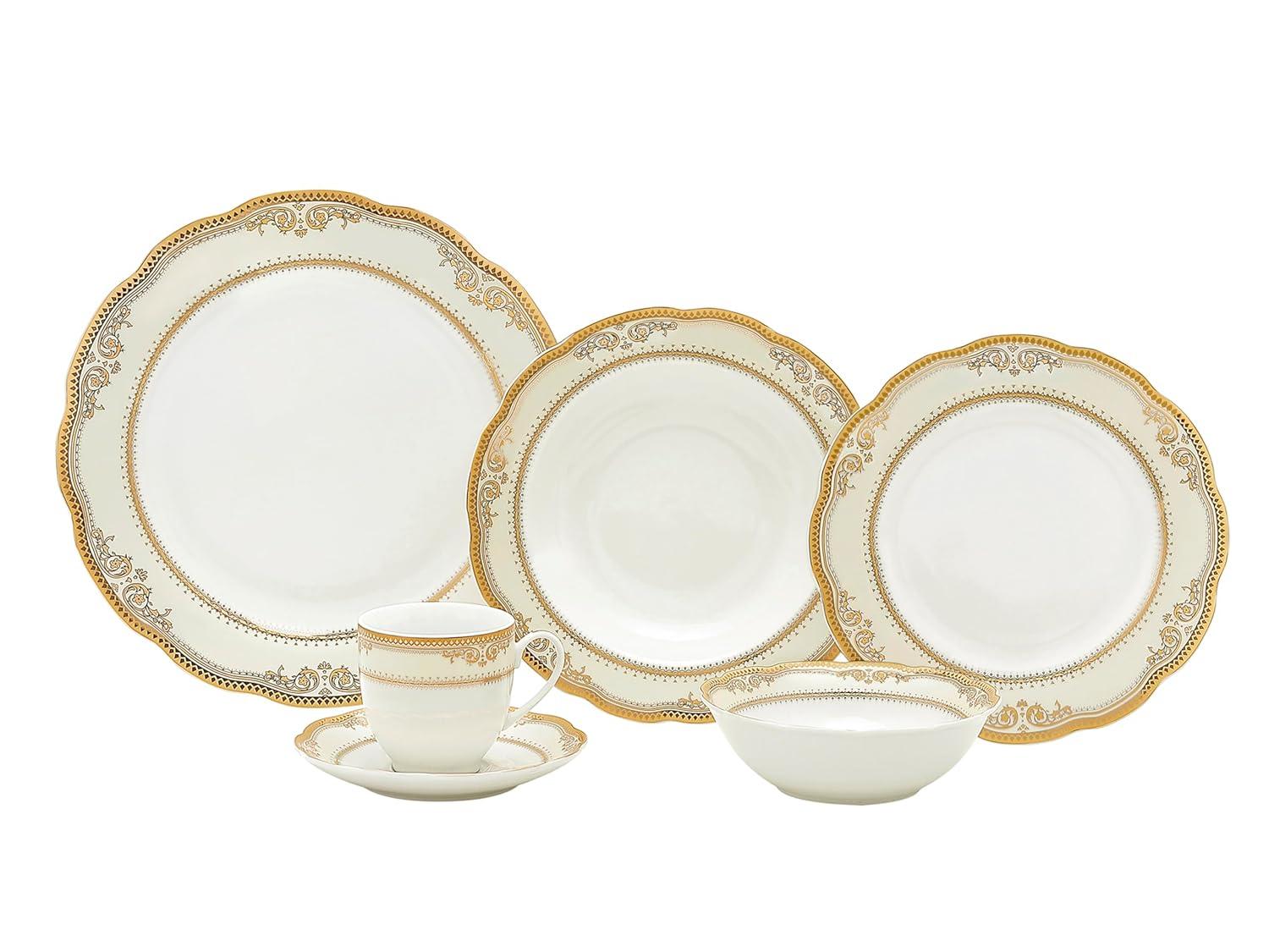 Lorren Home Trends 57 Piece Porcelain China Dinnerware Set - Service for 8