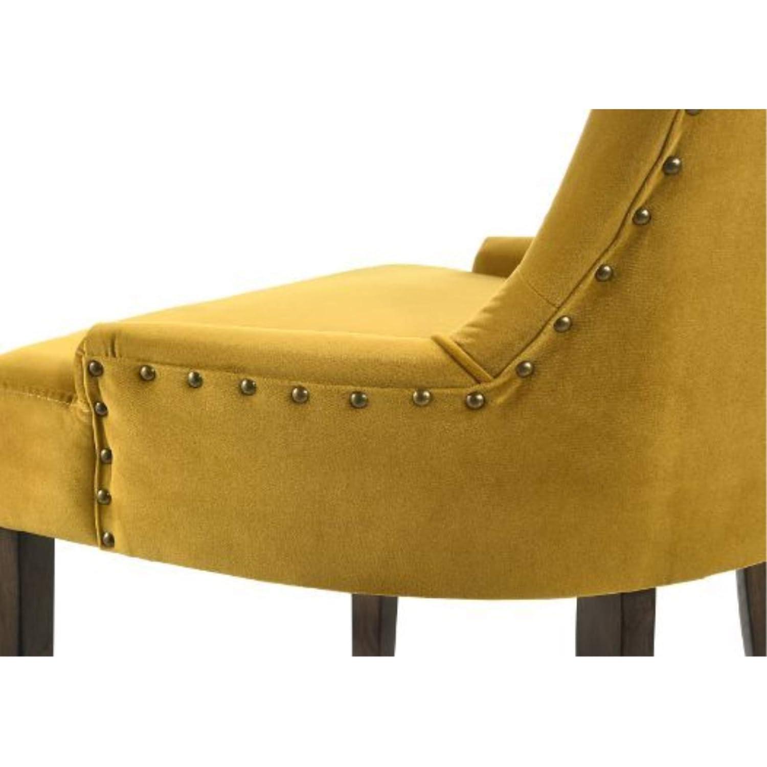 22" Farren Accent Chair Yellow Velvet/Espresso Finish - Acme Furniture