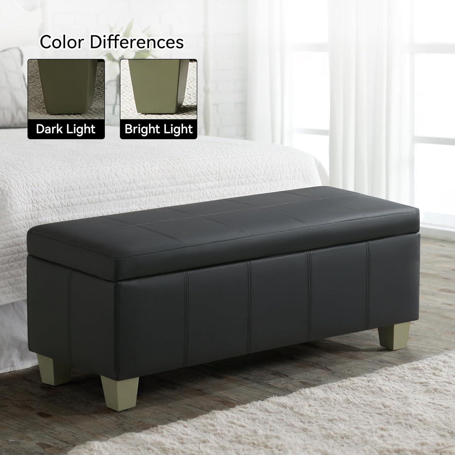 Ebern Designs Faux Leather Upholstered Storage Bench | Wayfair