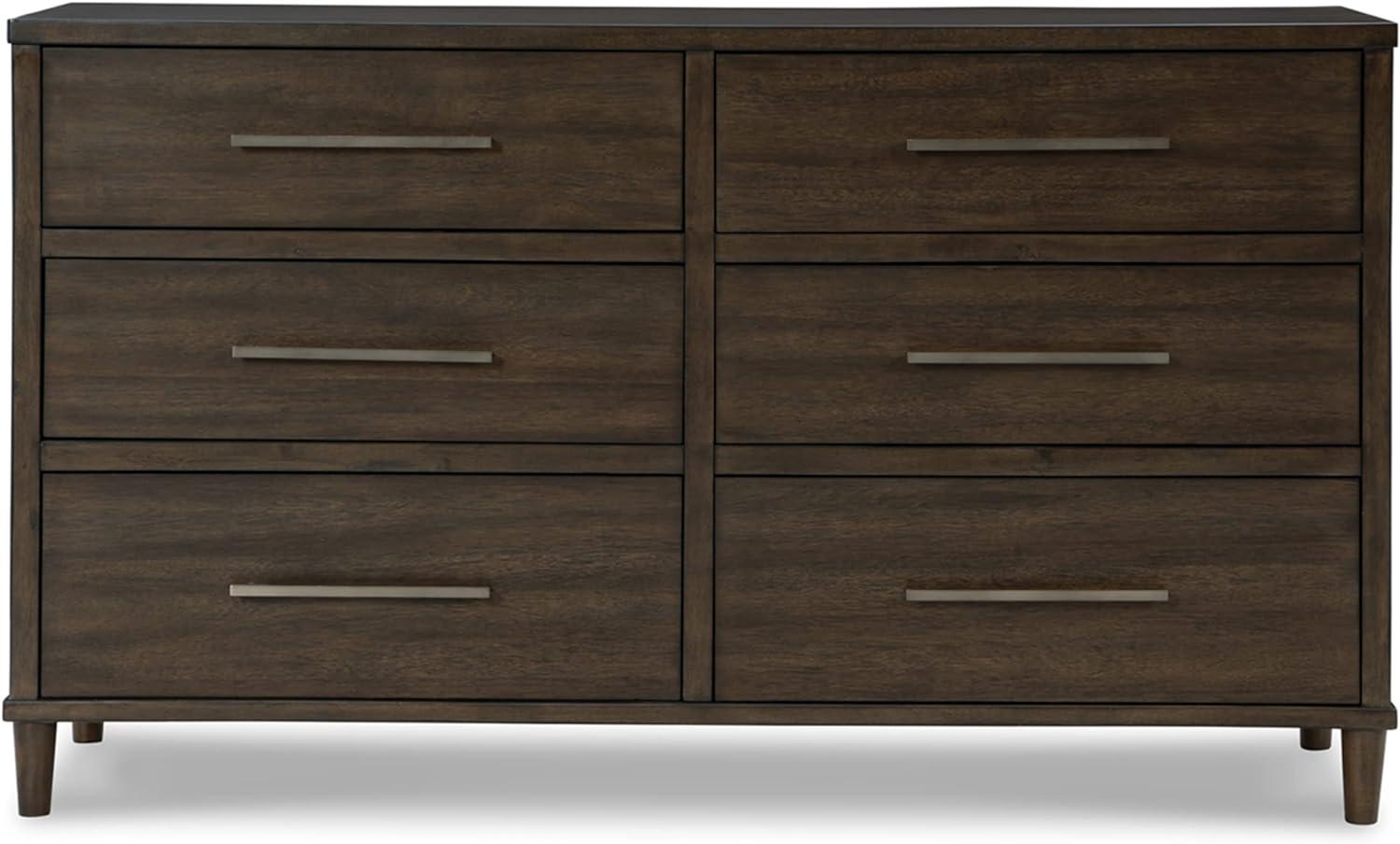 Mid-Century Modern 60" Brown Dresser with Dovetail Drawers