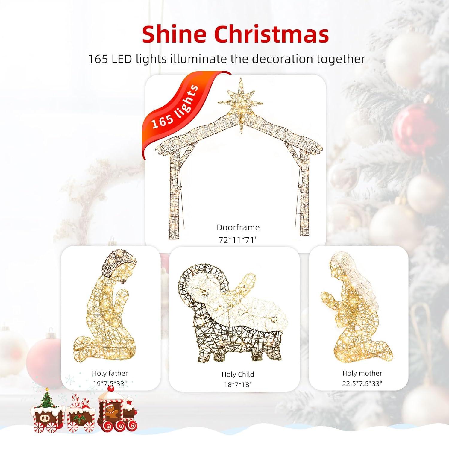 The Holiday Aisle® Christmas Nativity Scene Yard Decoration Light Display