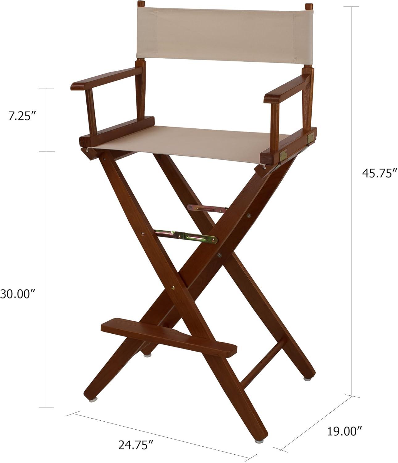 Mission Oak and Natural Beige 30" Extra-Wide Director's Chair