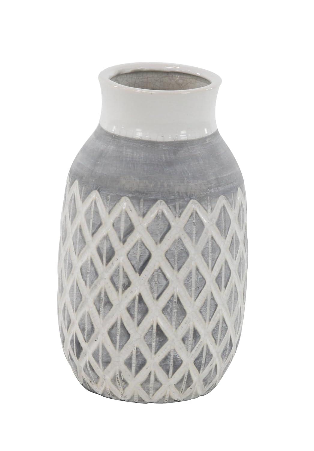 DecMode Jarrón de Cerámica Gris de 14"