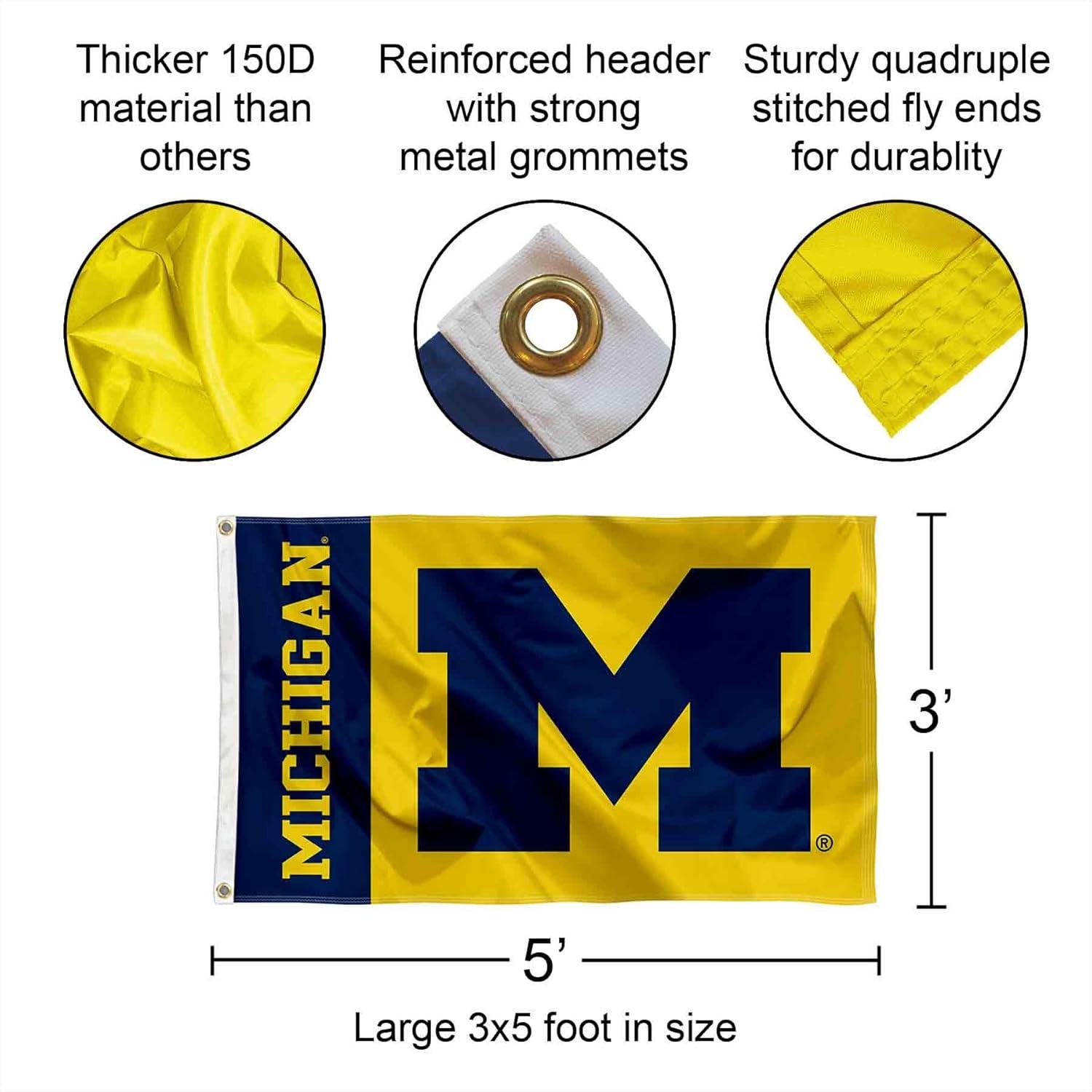 Michigan-Wolverine's 3X5 Indoor Outdoor Banner Flag w/grommets for hanging