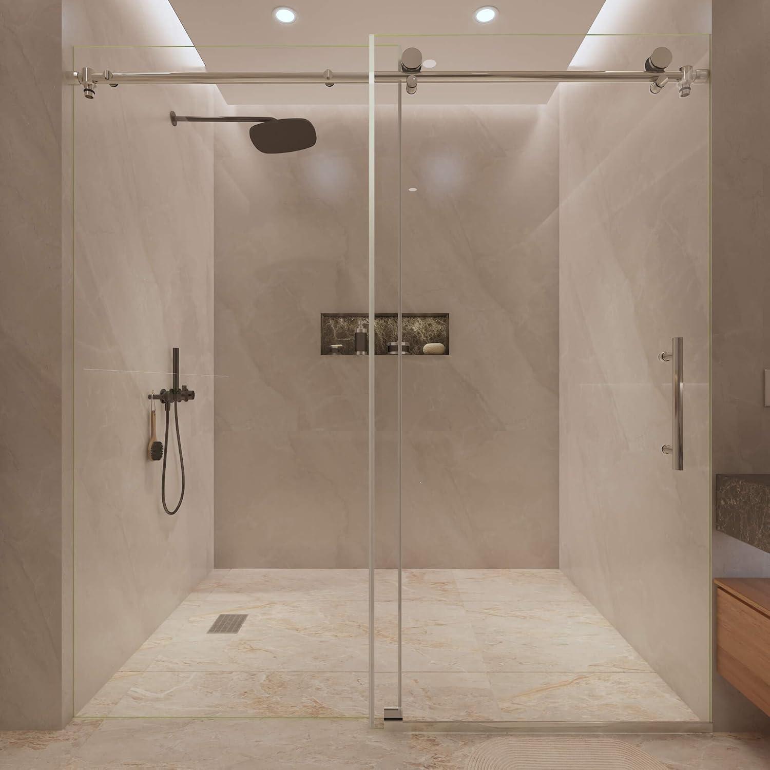 Frameless Single Sliding Shower Door 5/16" Thick Glass 60 X 72