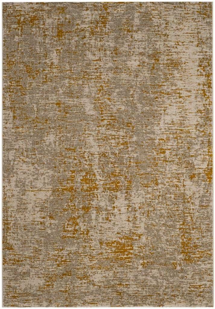 6' x 9' Gray and Yellow Abstract Synthetic Area Rug