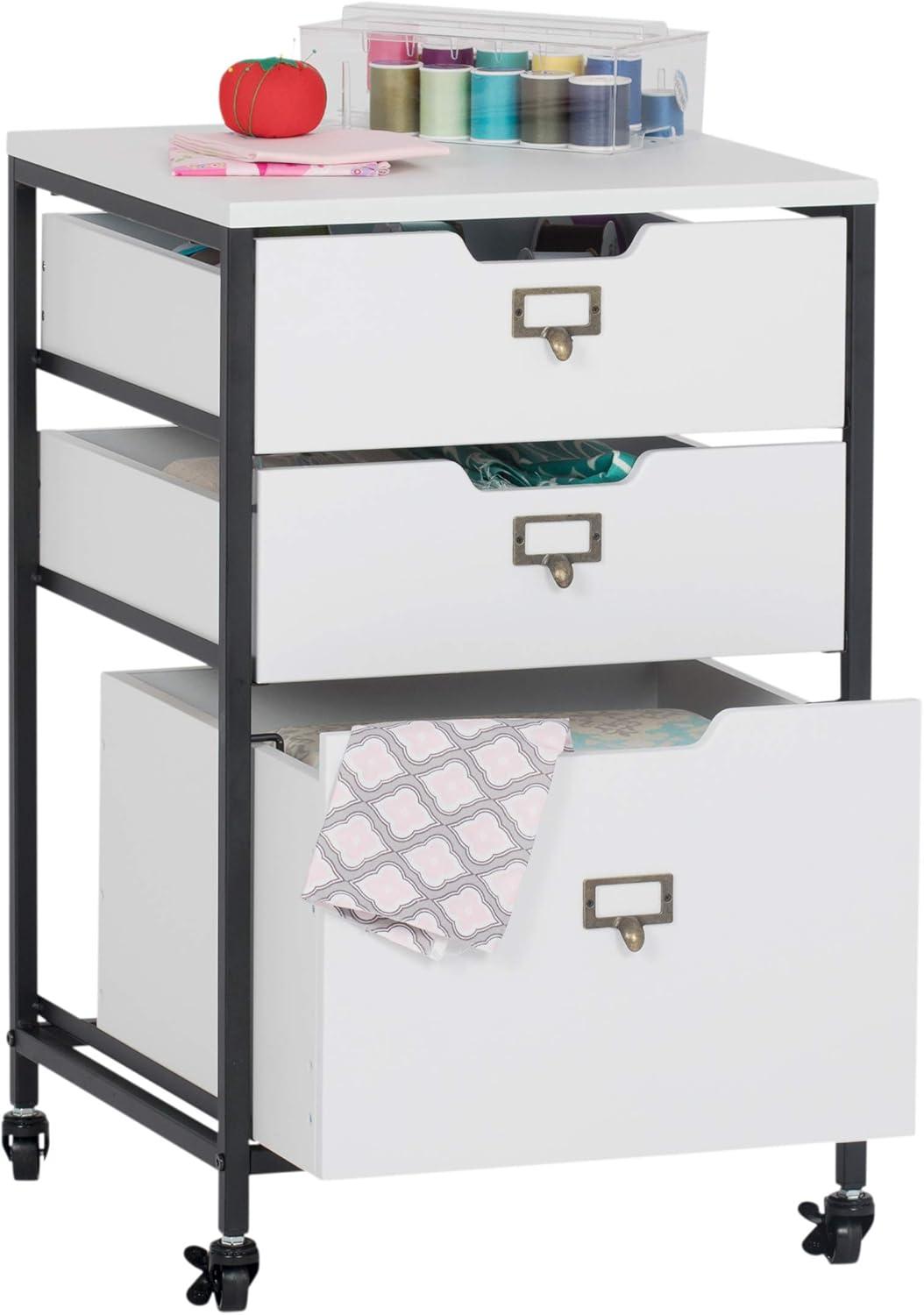 Charcoal & White 27" Mobile Storage Organizer with 3 Drawers