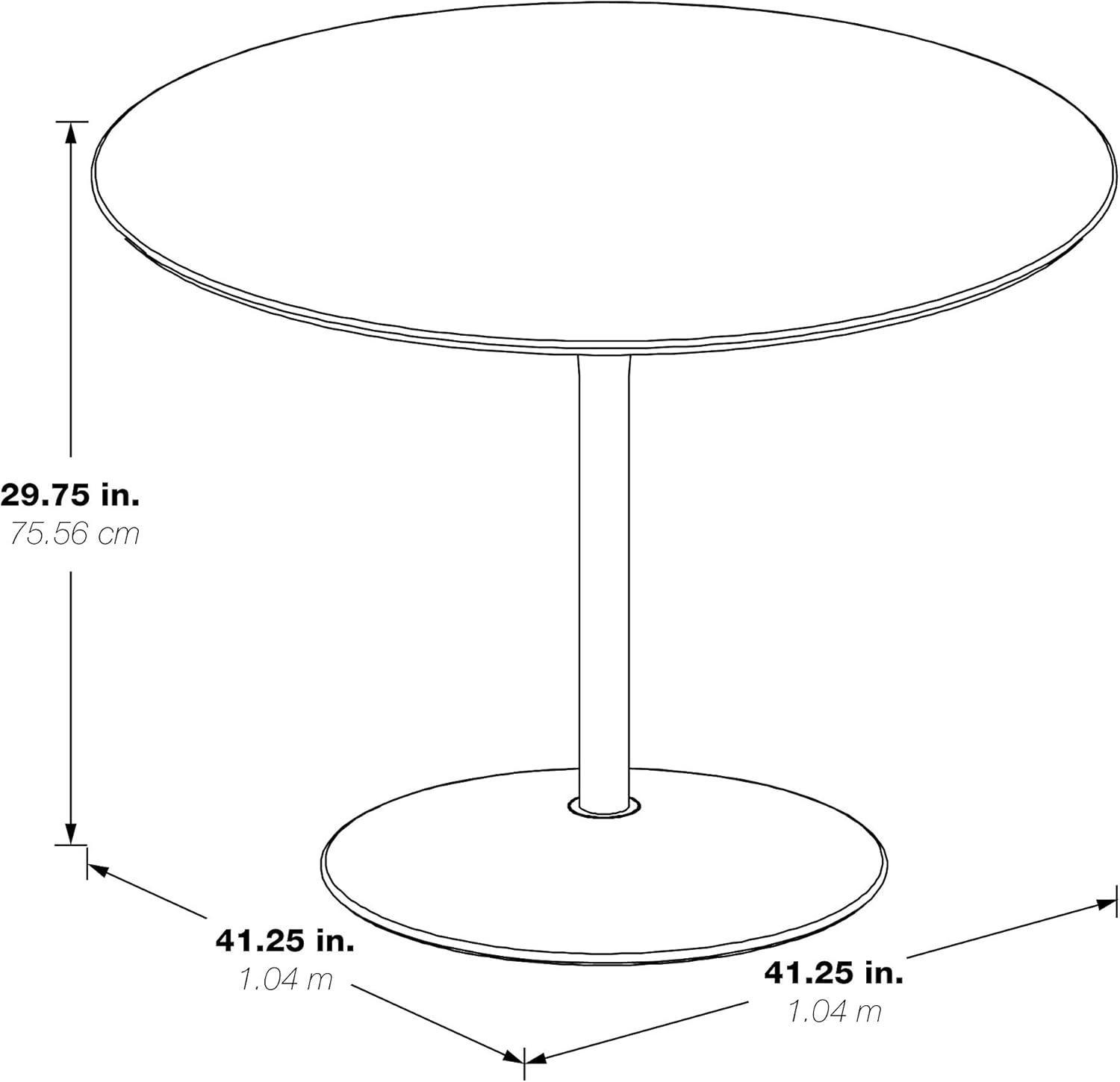 OSP Home Furnishings Flower Dining Table with White Top and Metal Steel Base