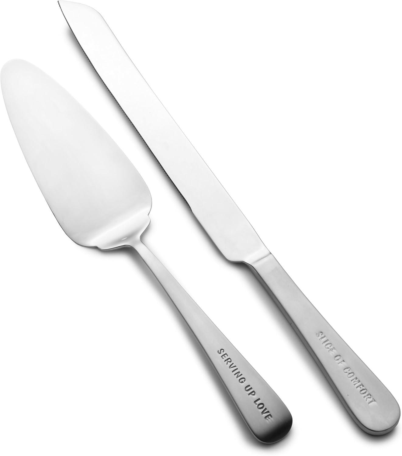 Polished Stainless Steel Cake Knife and Pie Server Set