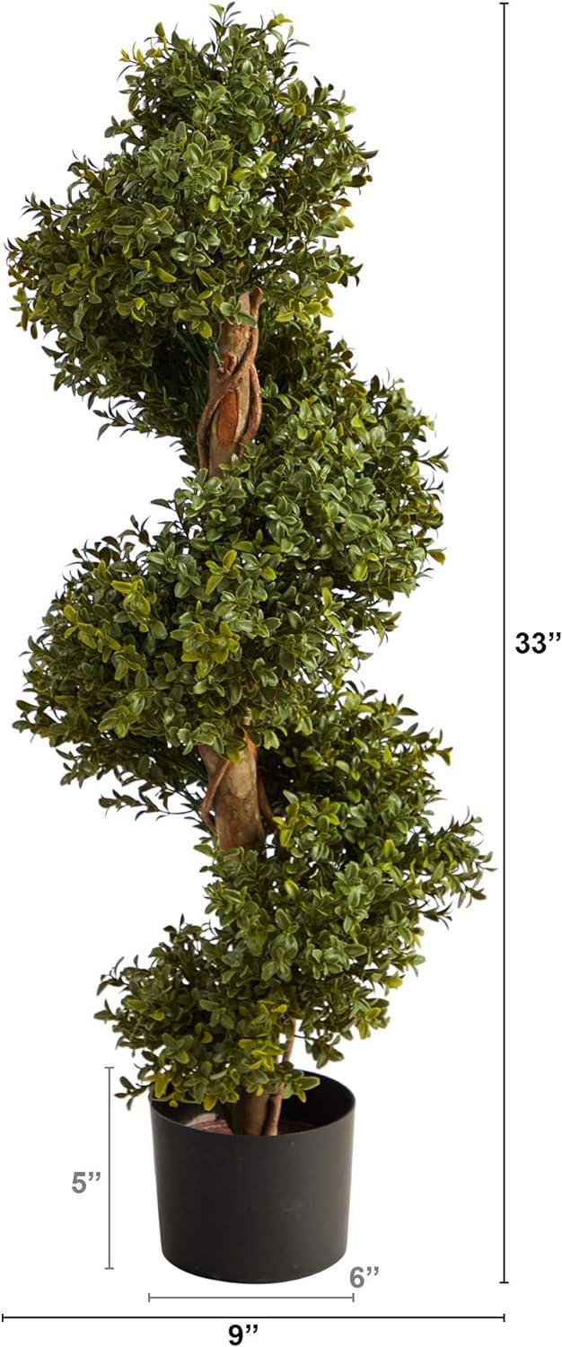 Posh Jungle Vibes 37" Boxwood Topiary Spiral Tree in Black Planter