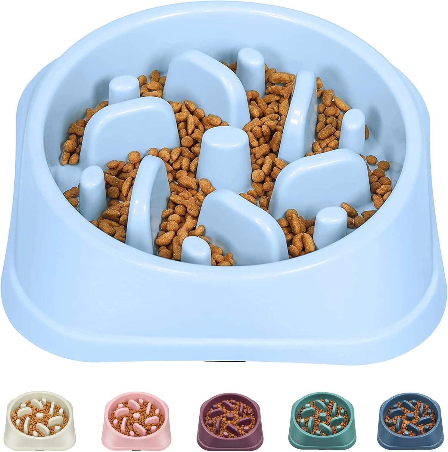 Light Blue Anti-Slip Slow Feeder Dog Bowl