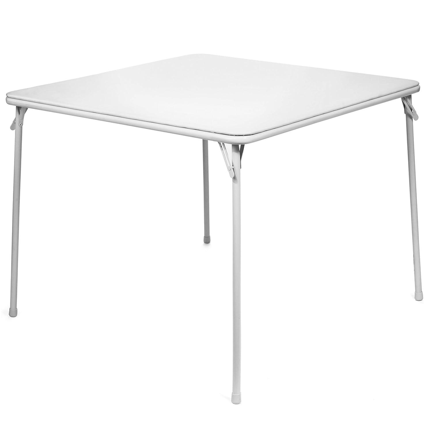 Square Folding Card Table - 38" - Easy-to-Use Collapsible Legs for Portability and Wheelchair Accessibility - Vinyl Upholstery for Convenient Cleaning - Steel Frame, White