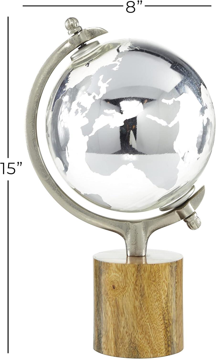 DecMode 8" Silver Globe with Brown Base