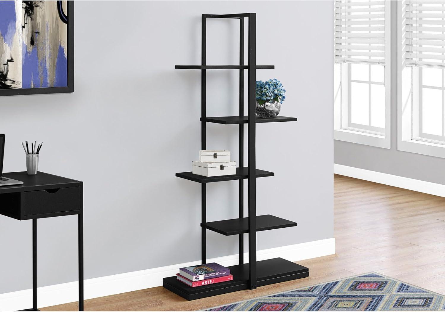 Monarch Specialties Bookshelf, Bookcase, Etagere, 5 Tier, 60"H, Office, Bedroom, White Laminate