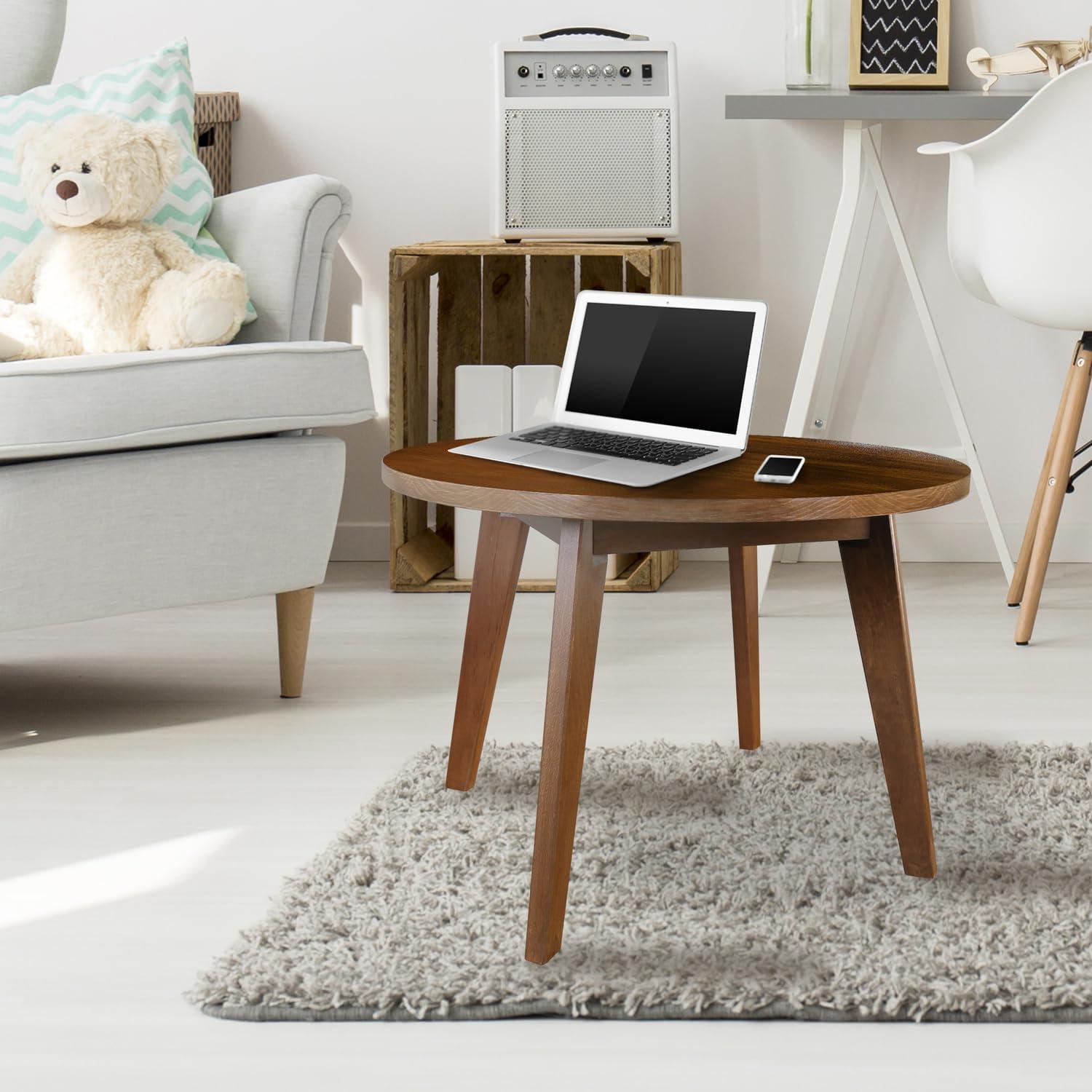 Genuine 24" Round Coffee Table with Solid American Gum - Walnut