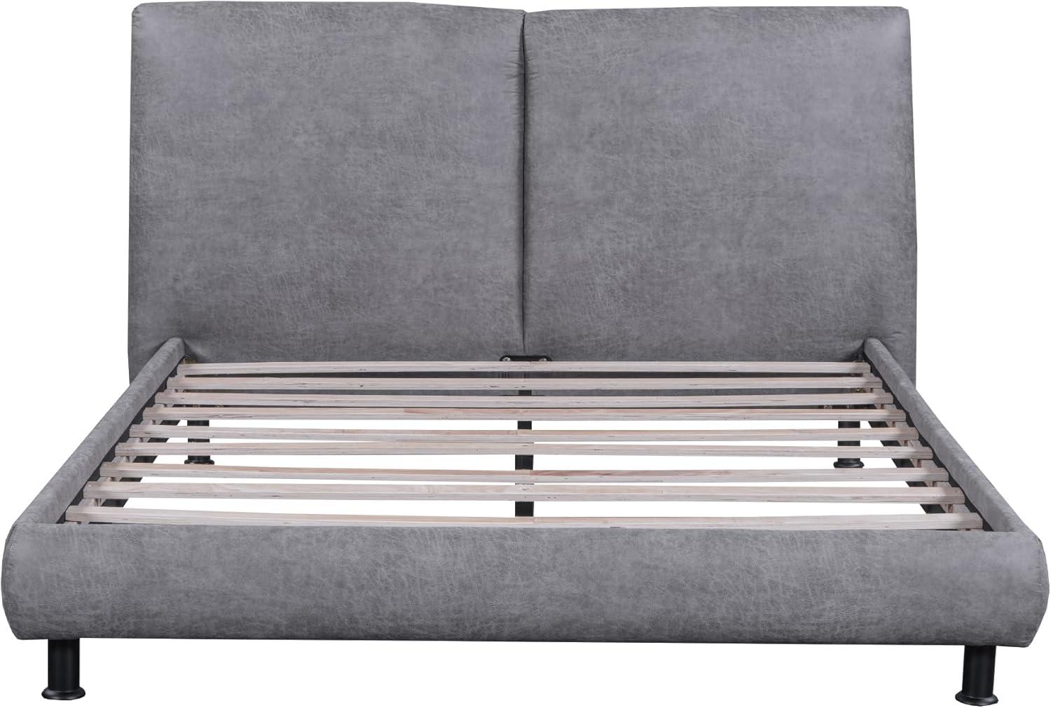 Sesslife Queen Bed Frame, Upholstered Platform Bed Queen Size with 2 Comfort Headrests and Metal Legs, Modern Bed Frame with Wooden Slat Support, No Box Spring Needed, Gray