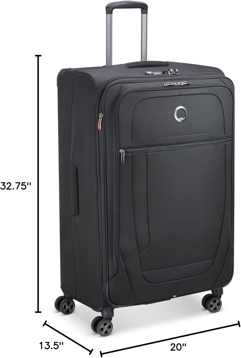 DELSEY PARIS Helium DLX Softside Expandable Luggage with Spinner Wheels, Black, Checked-Large 29 Inch