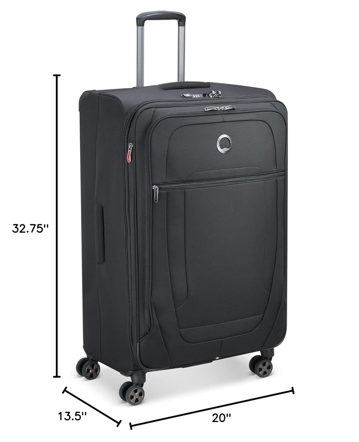 DELSEY PARIS Helium DLX Softside Expandable Luggage with Spinner Wheels, Black, Checked-Large 29 Inch
