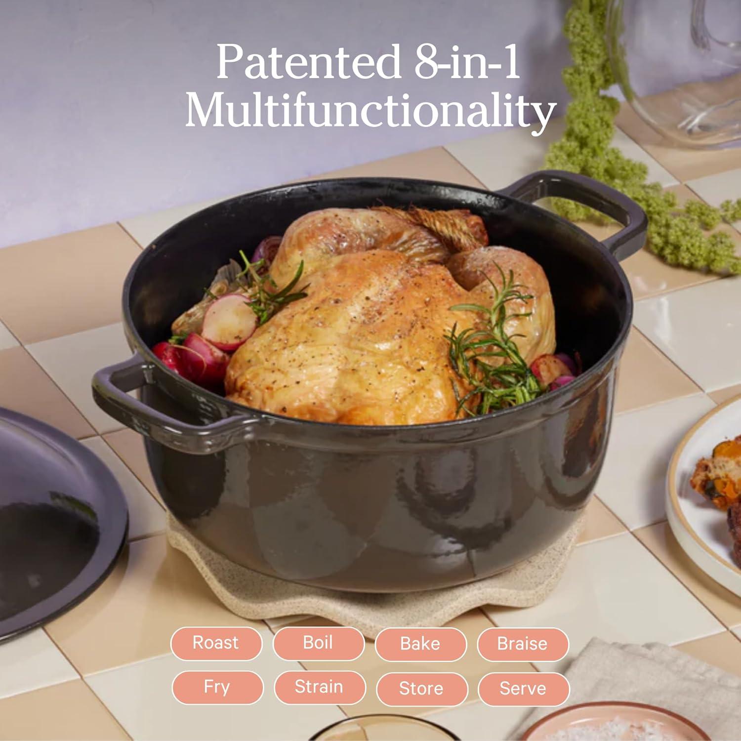 Our Place 5.5qt 10.5" Cast Iron Perfect Pot - Spice: Cookware, Enamel, Hand Wash, Non-Induction, Gas, Electric Compatible