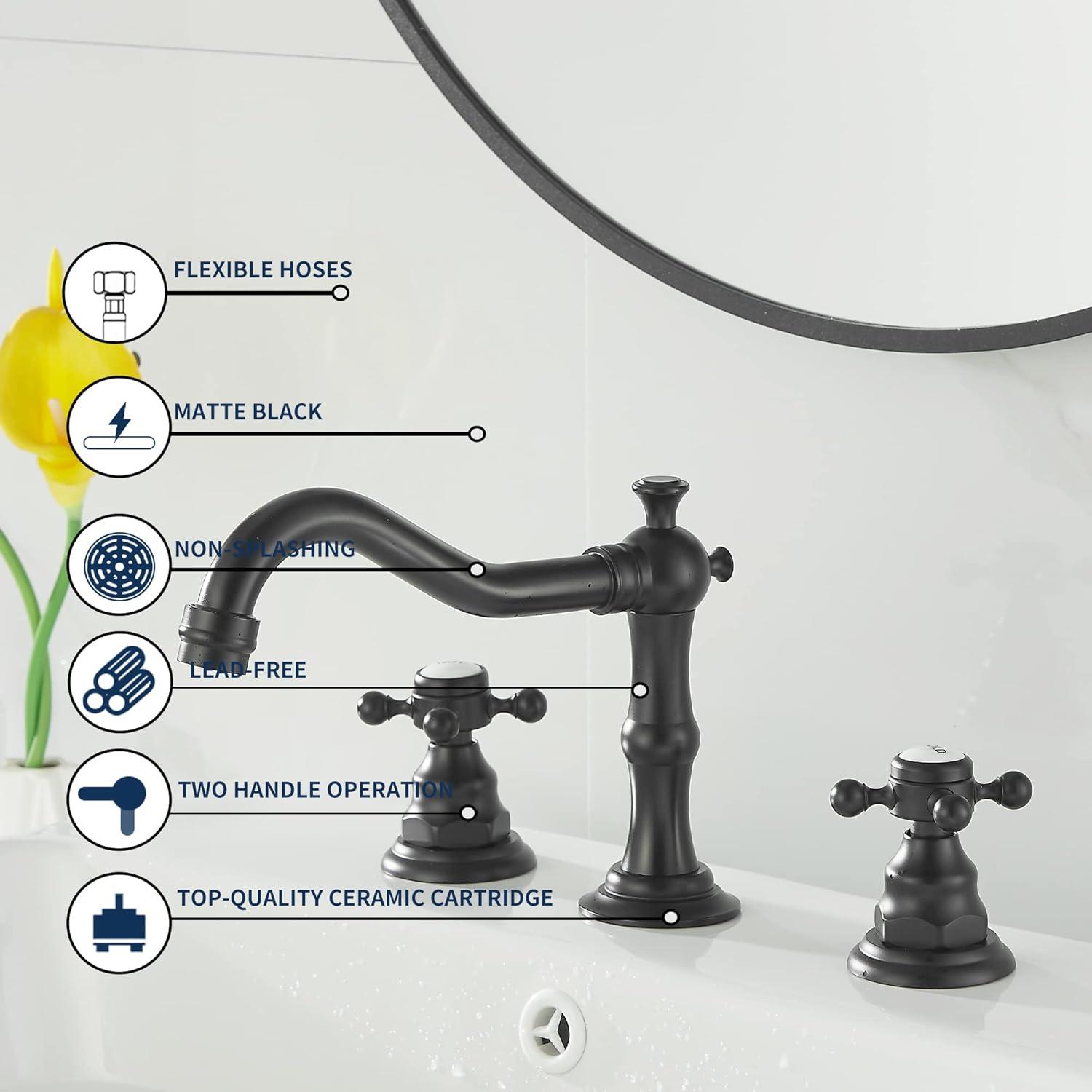 Widespread 2-handle Bathroom Faucet with Drain Assembly