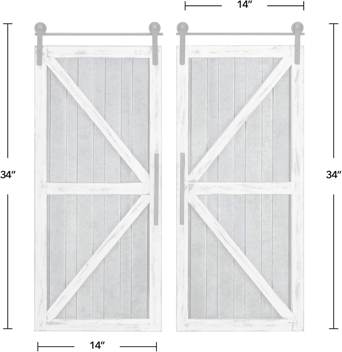 FirsTime & Co. White and Silver Carriage Barn Door Wall Plaque 2-Piece Set, Farmhouse, Framed, 14 x 2 x 34 in