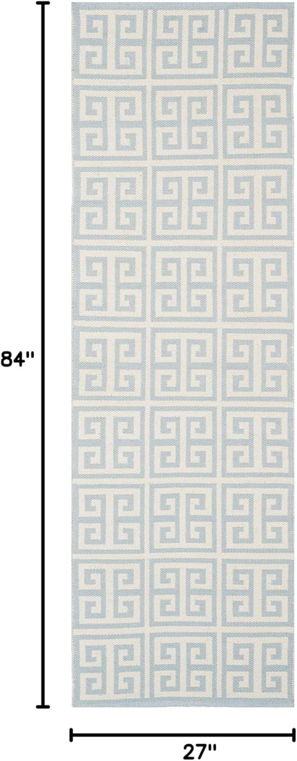 Coastal Essence Blue Cotton Flat Woven Runner Rug 2'3" x 7'