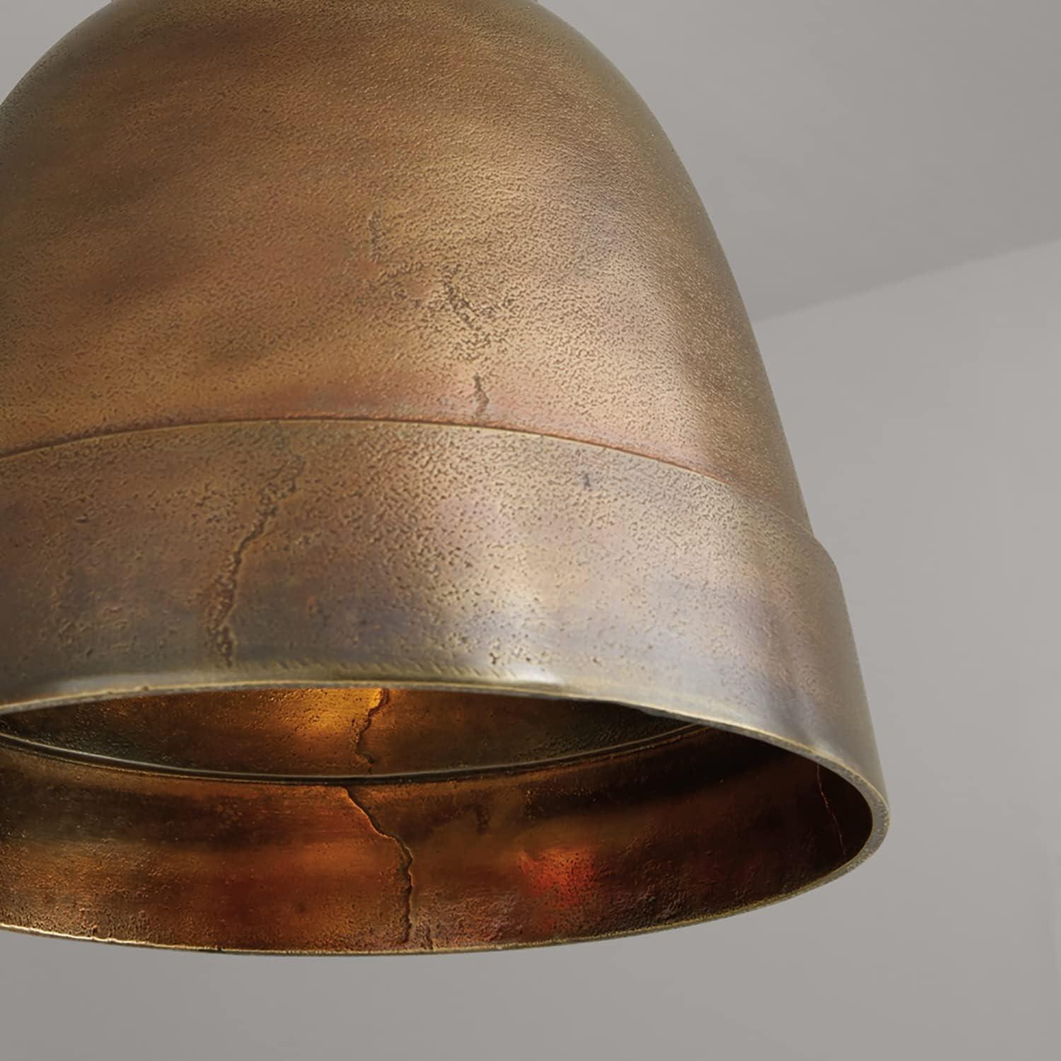 Oxidized Brass Industrial Bell Pendant Light