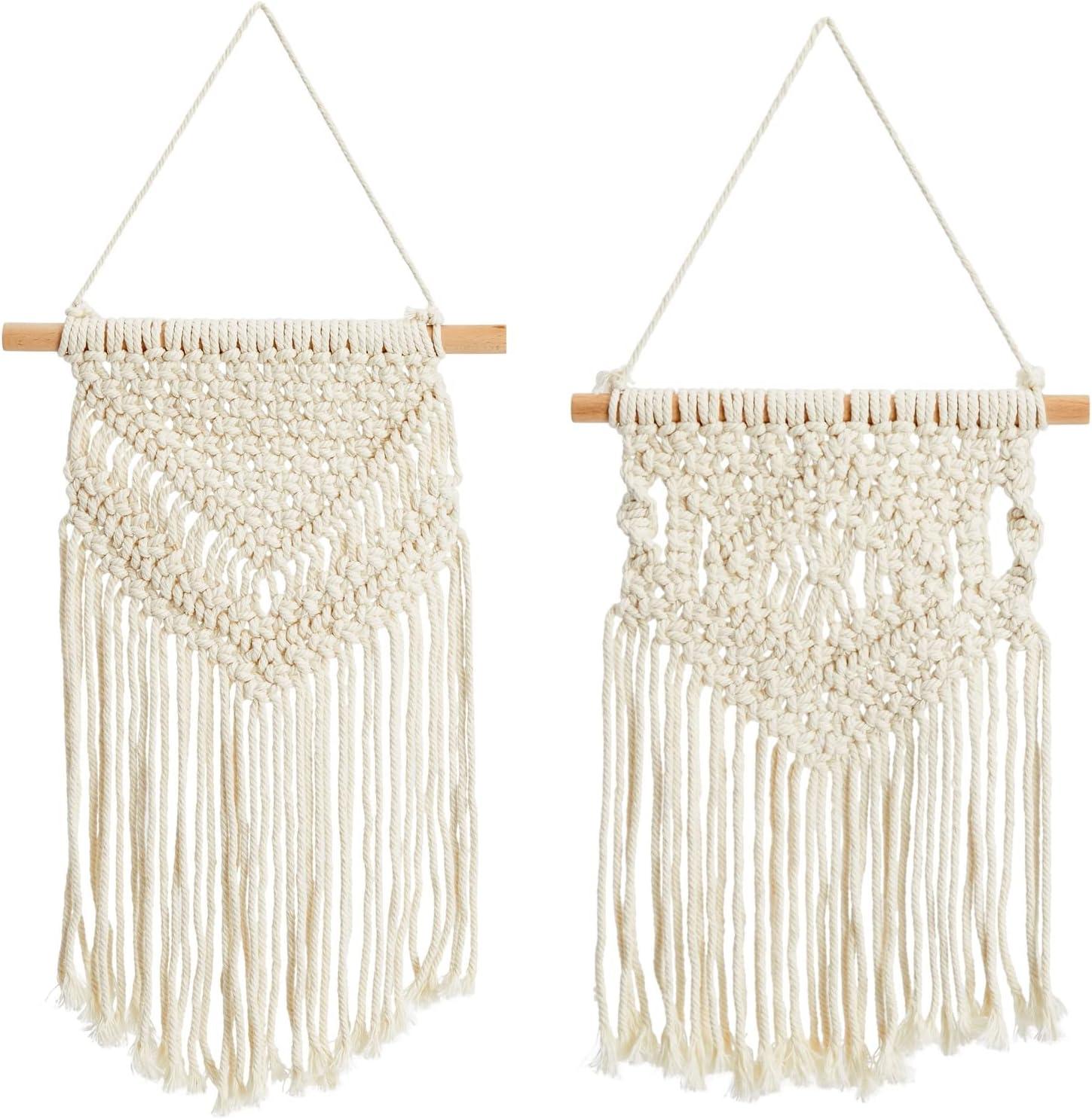 Okuna Outpost 2 Pack Boho Themed Woven Macrame Wall Art, Handing Décor for Home or Nursery, 15 x 10 in