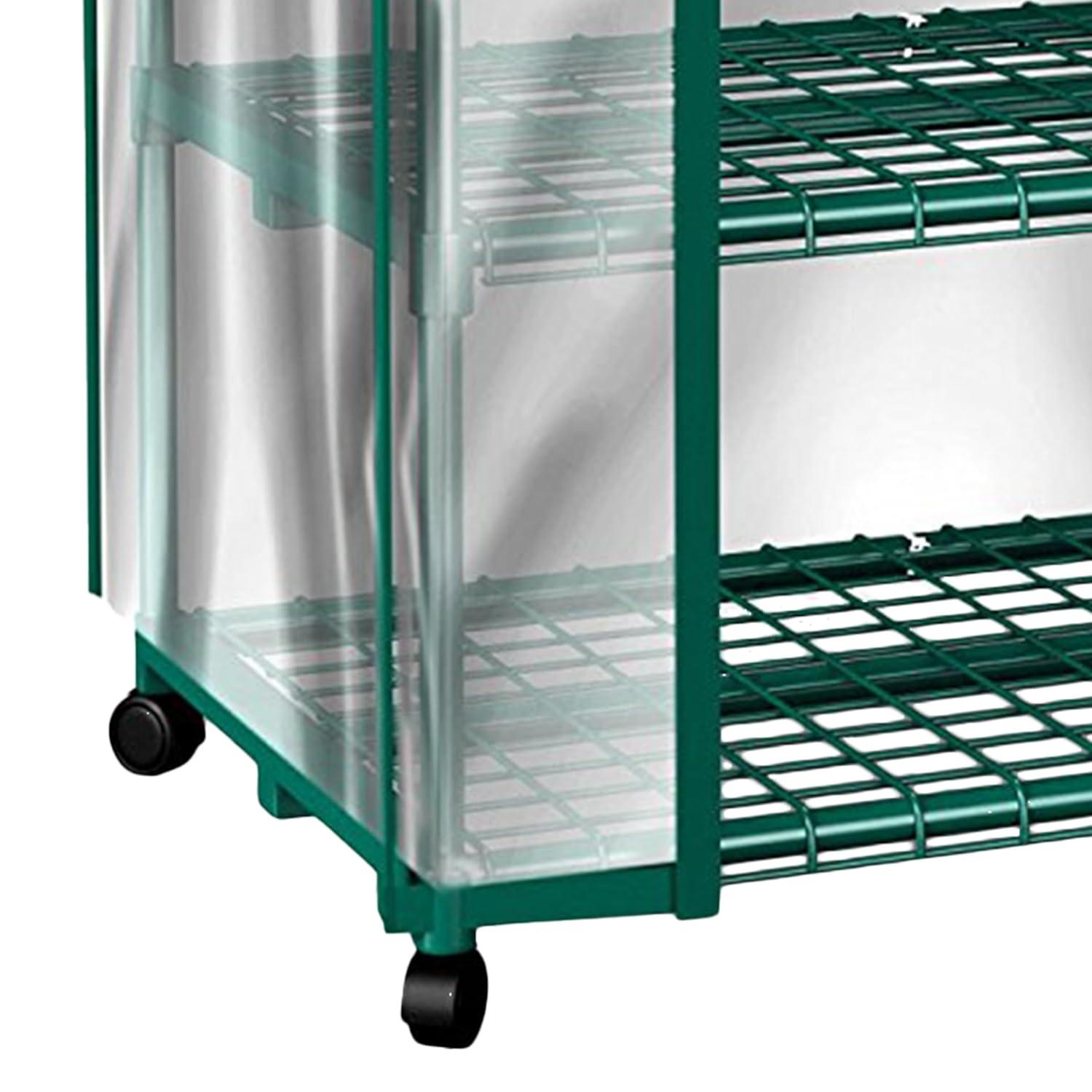 Pure Garden 4-Tier Greenhouse with Wheels – Indoor/Outdoor Plant Stand with PVC Cover & Shelves