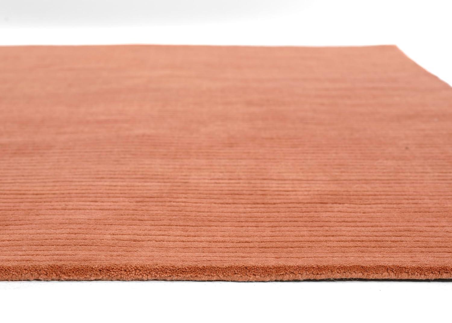 Momeni 5'x8' Asher Solid Handloomed Area Rug Rust: Wool, Medium Pile, Handmade, Indoor Use, Cotton Backing