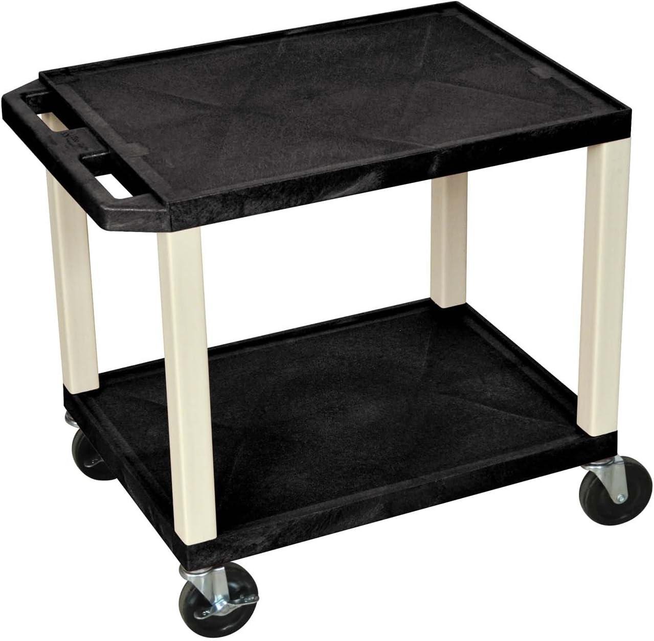 Office Multipurpose 26"H Av Utility Cart With Two Shelves - Black