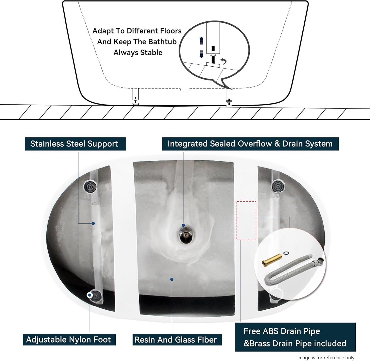 FerdY Boracay 67" Acrylic Freestanding Bathtub With Chrome Drain