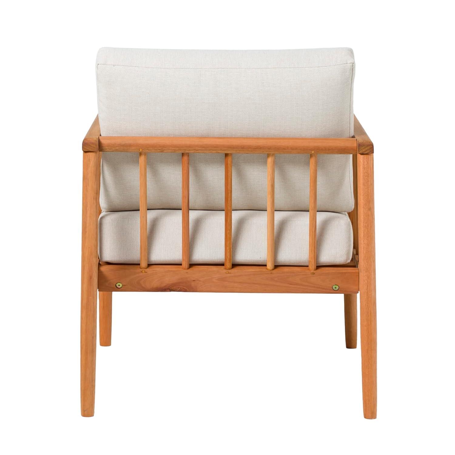 Modern Outdoor Solid Wood Spindle Style Single Lounge Chair - Natural