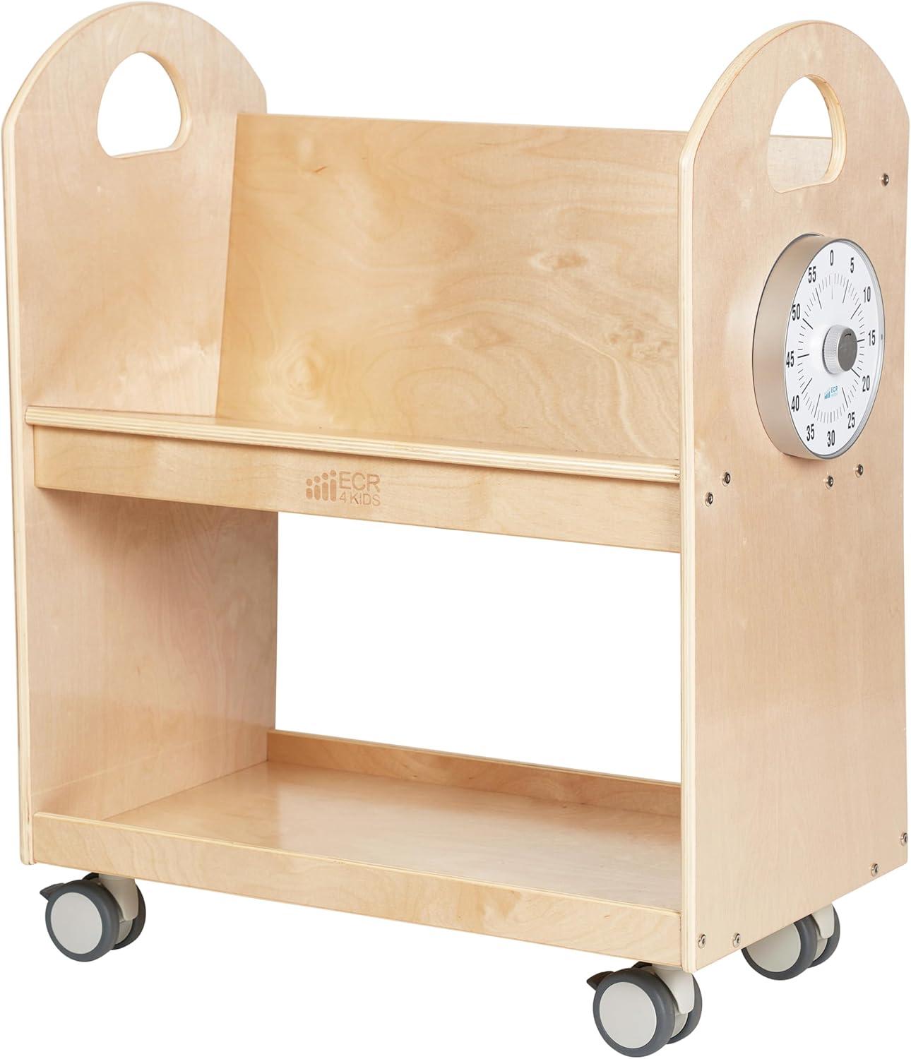 ECR4Kids Mobile Book Cart with Countdown Timer, Classroom Bookshelf