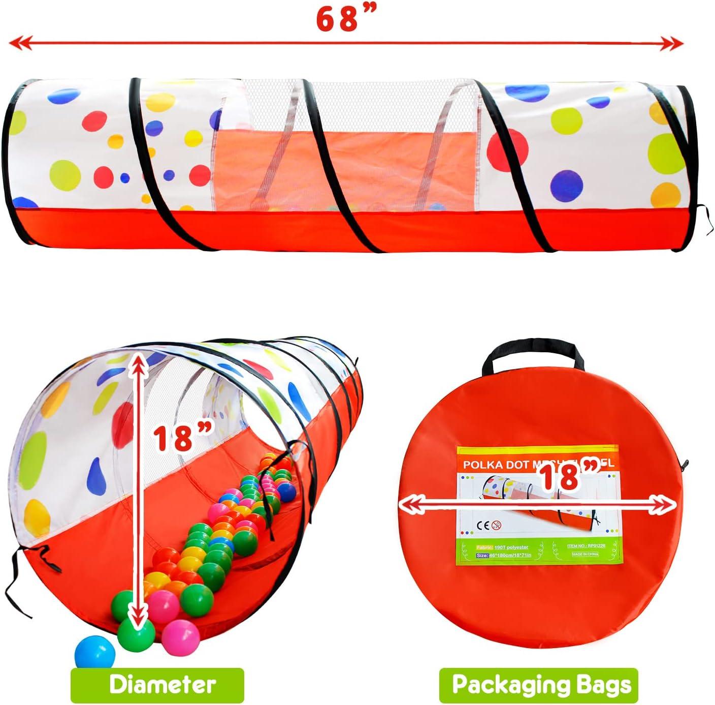 Colorful 6-Foot Pop-Up Kids Play Tunnel with Mesh Sides