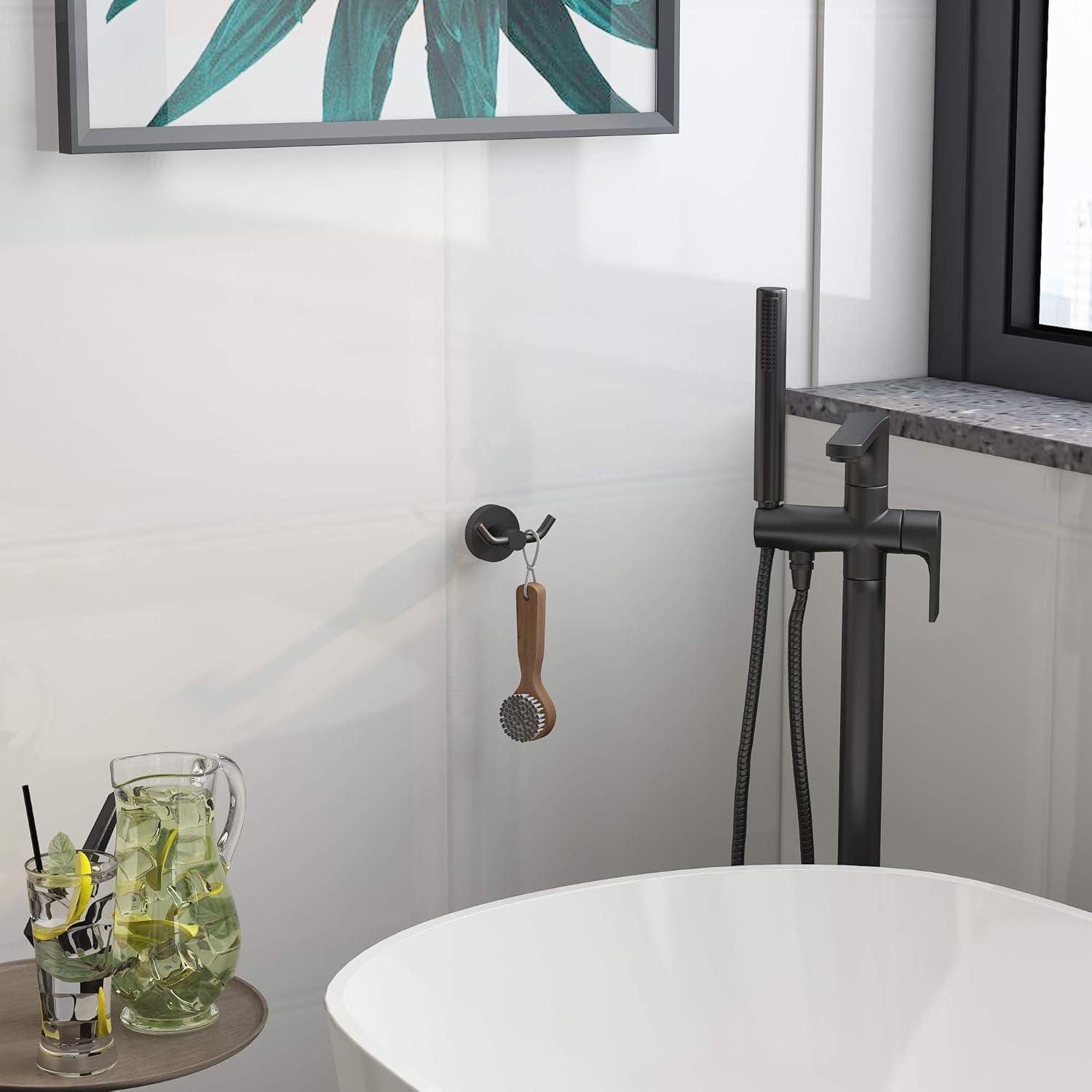 Matte Black Double Hook Wall-Mounted Bathroom Hanger