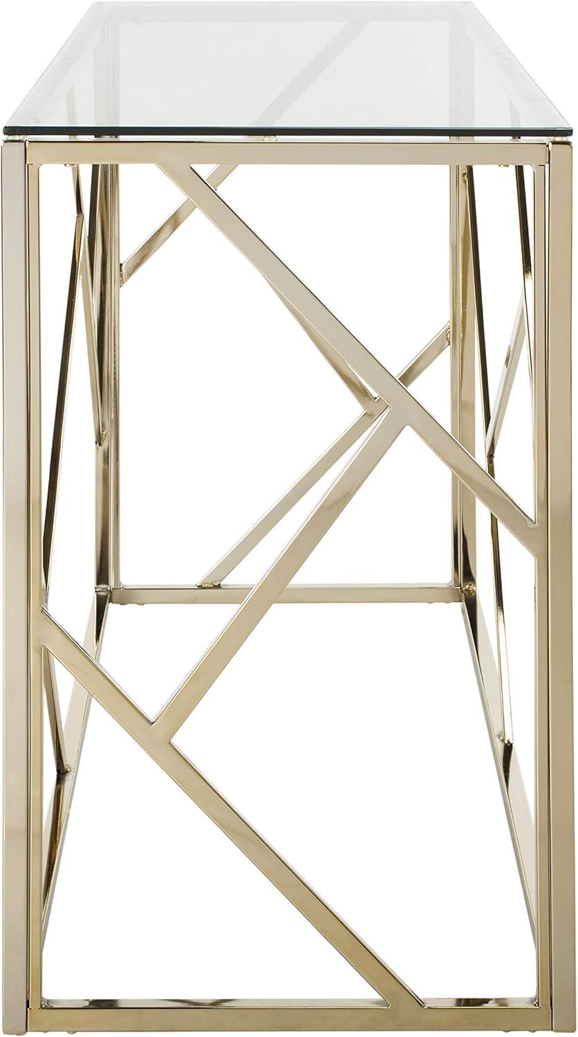 SAFAVIEH Namiko Modern Glam Console Table, Brass/Glass Top