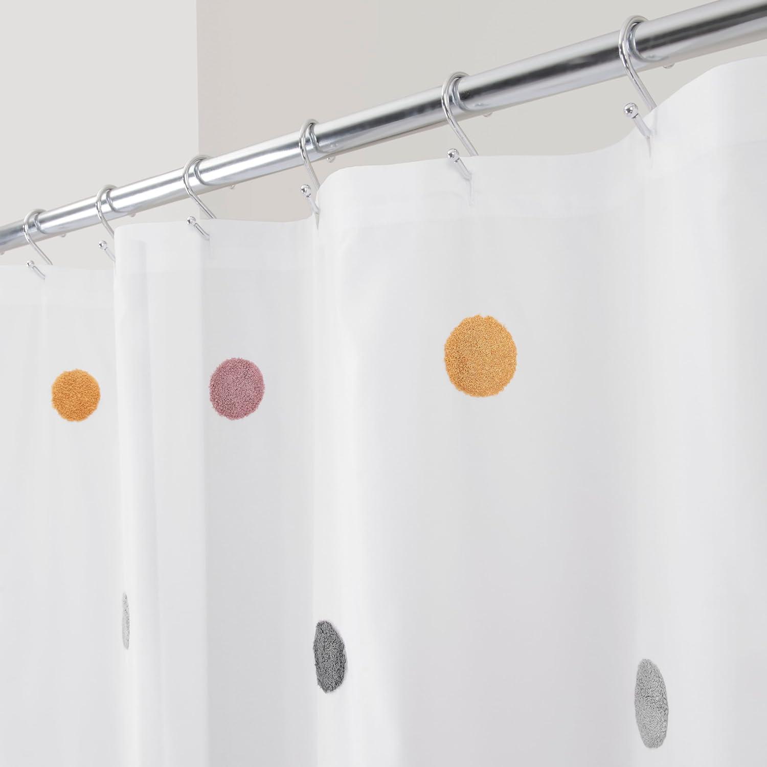 Allure Home Creations Dots Shower Curtain: Polyester Bath Curtain, Microfiber, Buttonhole Top