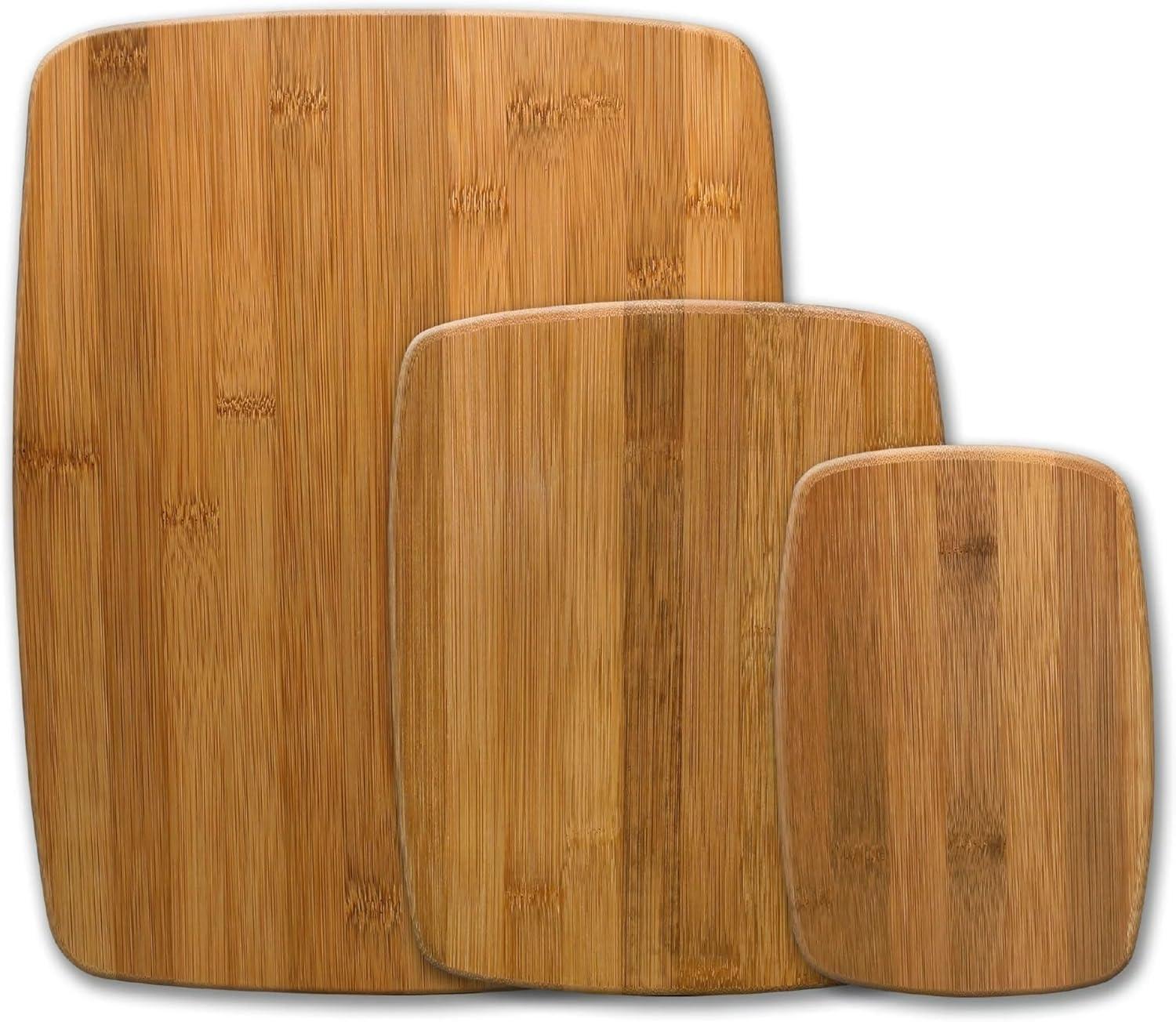 Bamboo Wood Cutting Board Set - Chopping Board with Juice Groove for Meat, Cheese & Vegetables - Butcher Block, Cheese & Charcuterie Board