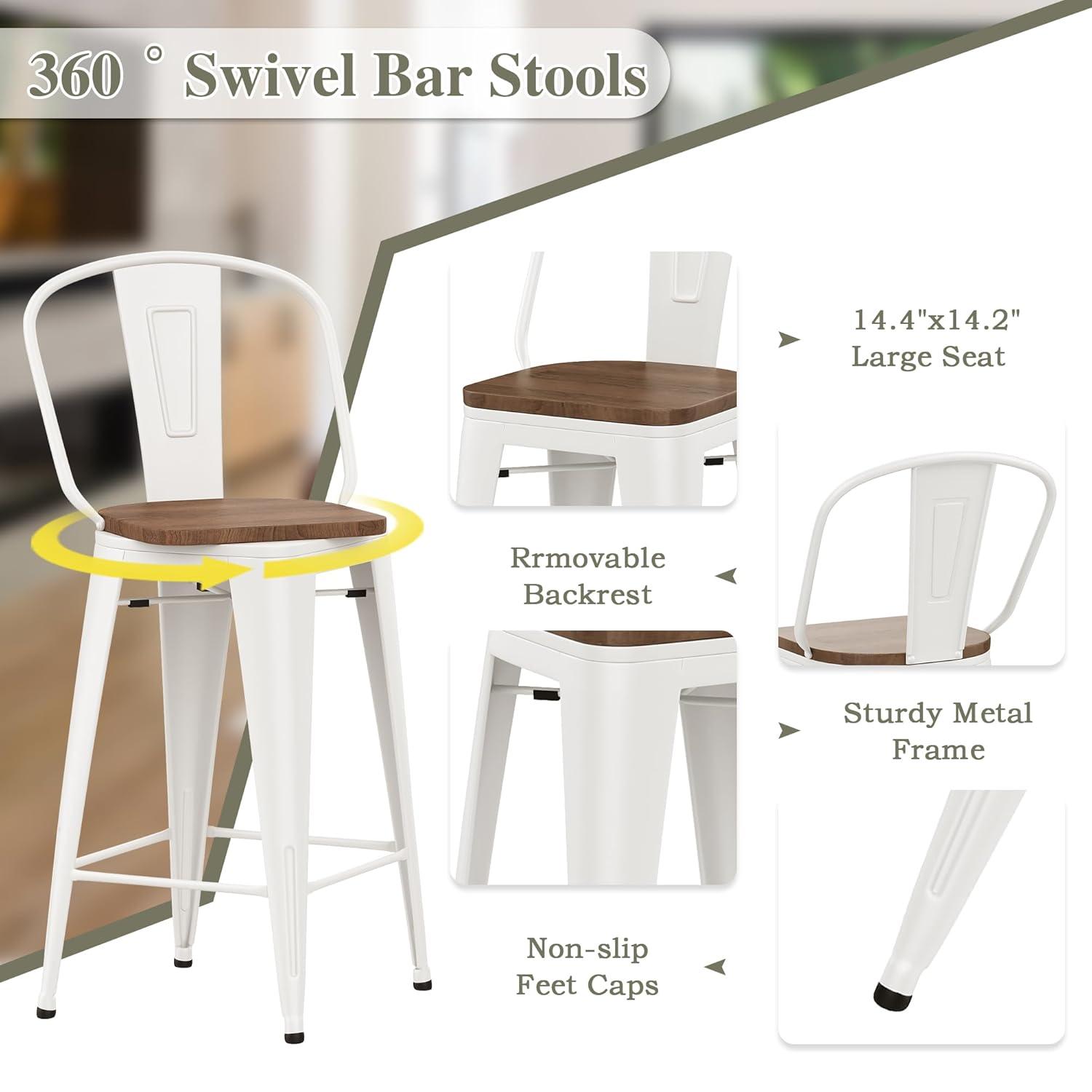 Williston Forge Tauber Swivel Counter Stool (Set of 4)