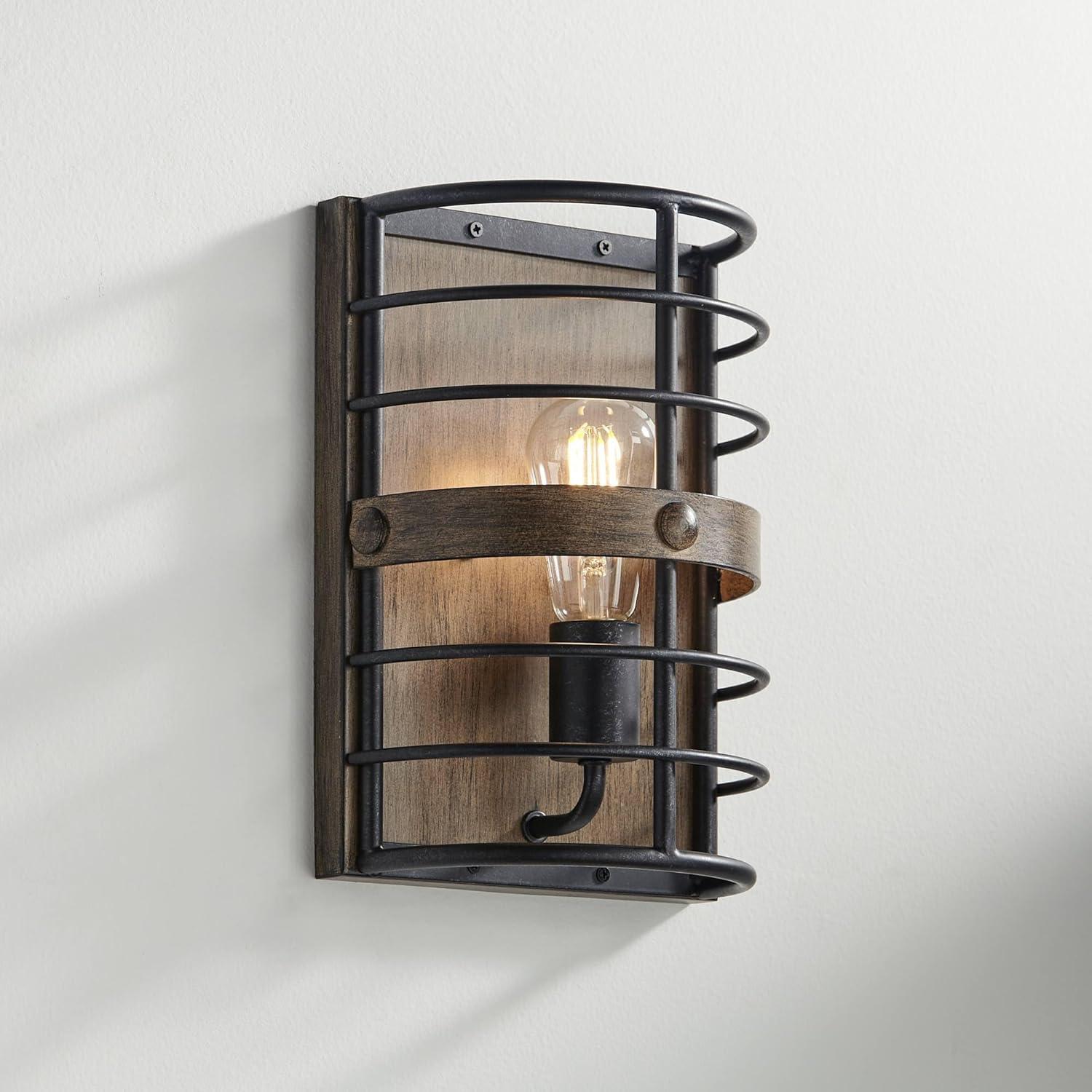 Lexi Rustic Bronze 13" Industrial Cage Wall Light Sconce