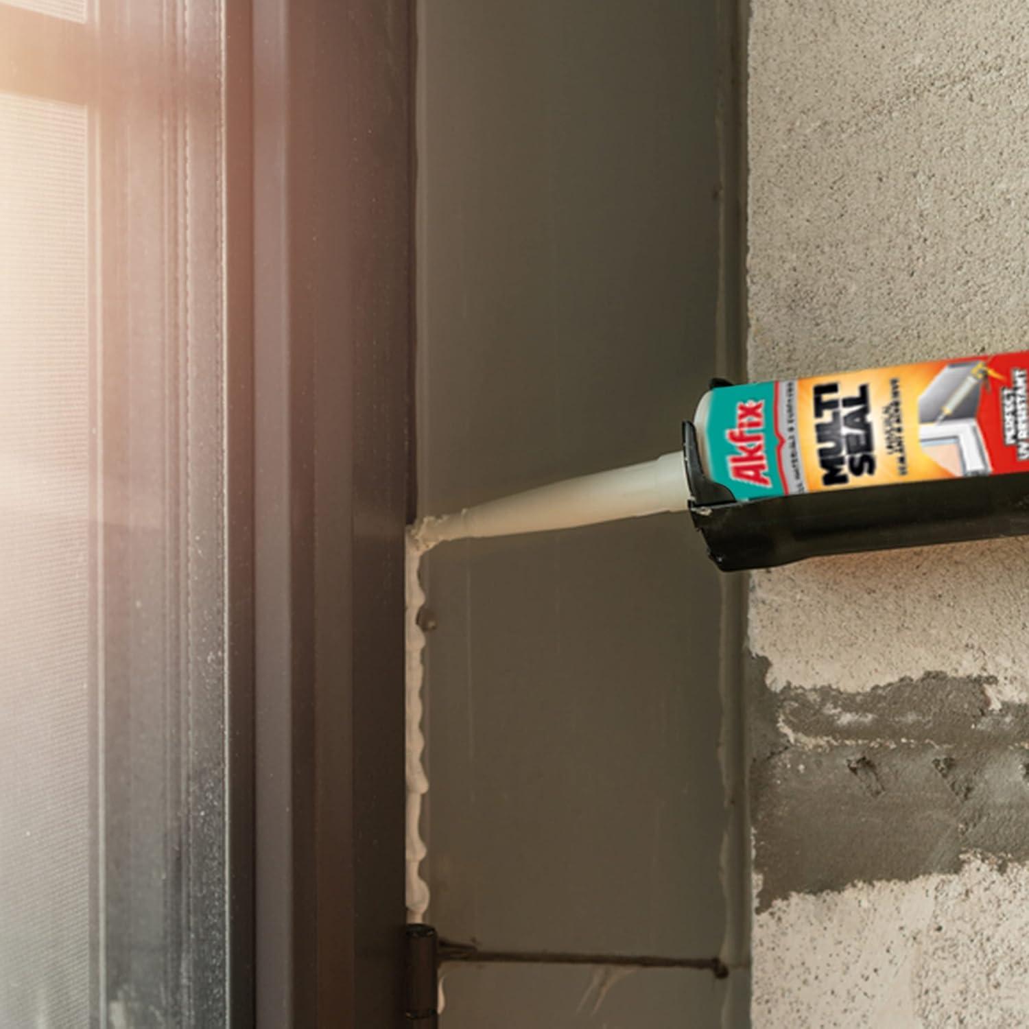 Akfix Hybrid Polymer Sealant - All Purpose Adhesive for Window, Door & Roofing Gutters, Super Bonding to Metal, Wood, Ceramic, PVC, Glass, Concrete, Industrial Adhesives & Sealants | 1 Pack, 9.8 Oz.