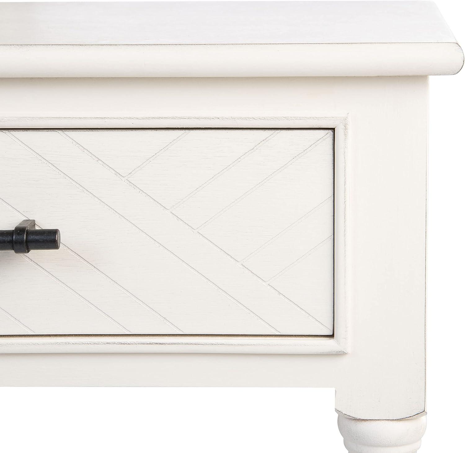 Peyton 1 Drawer Accent Table - Distressed White - Safavieh