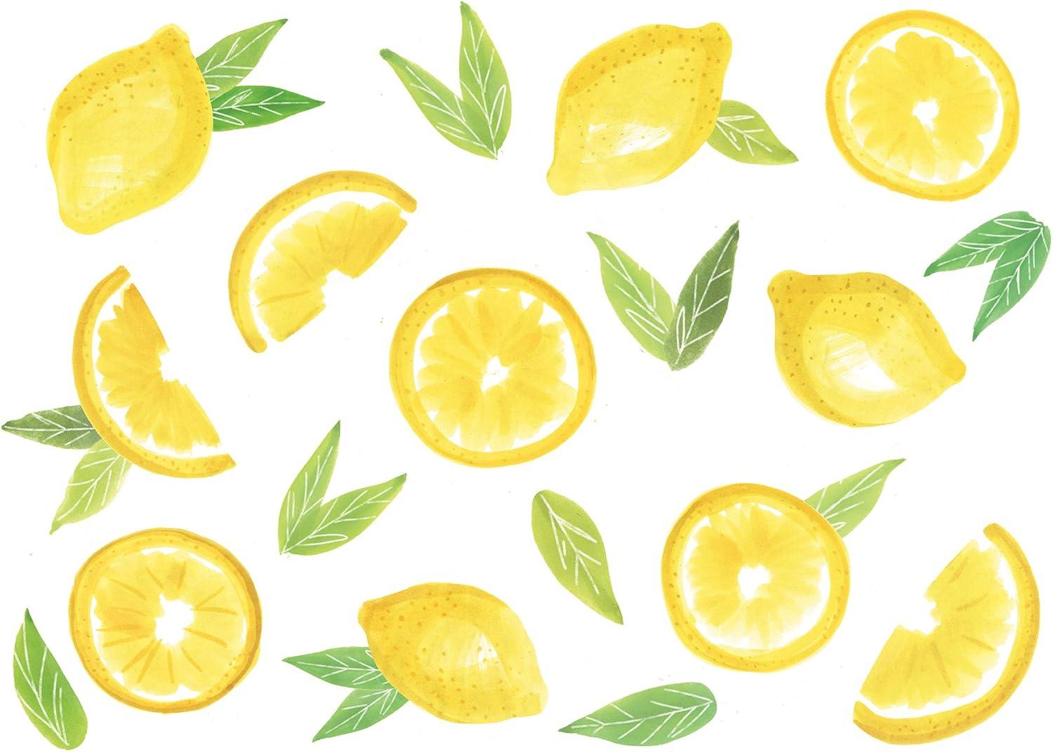 Cheerful Lemon and Leaf Glossy Wall Art Kit