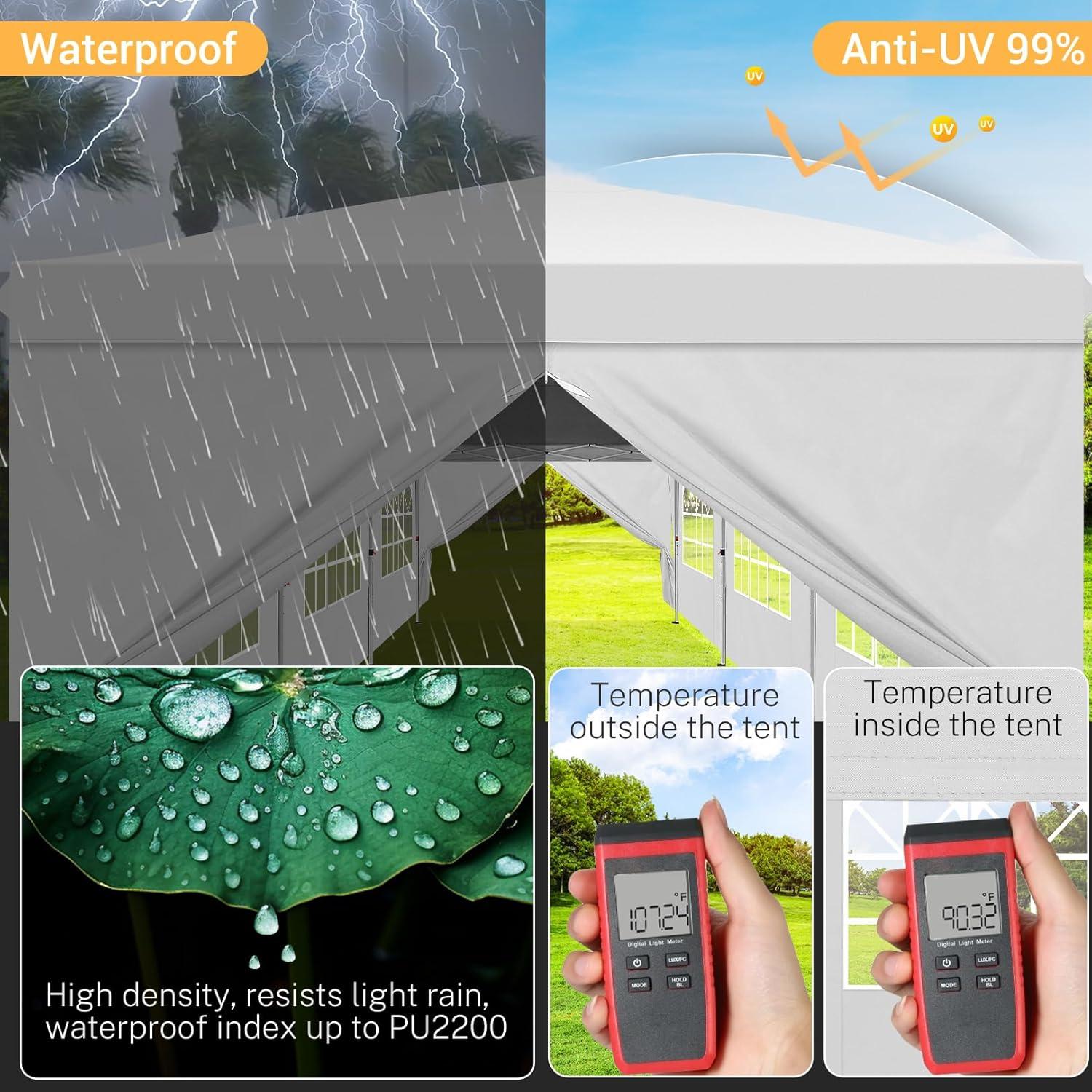 Ktaxon 10' X 30' Canopy Tent with 8 Side Walls for Party Wedding Camping and BBQ