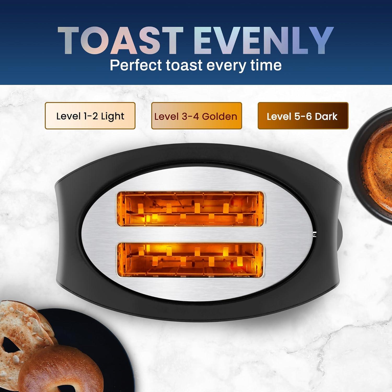 Elite Gourmet ECT2428 New Stainless Steel 2-Slice Toaster with Bagel Function