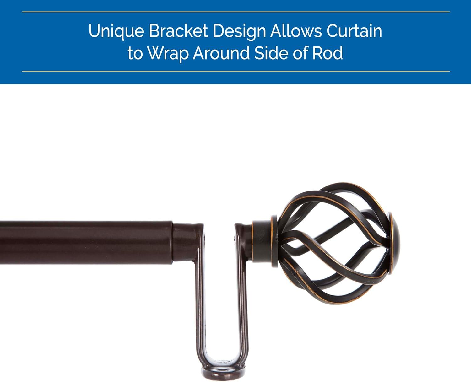 Sun Zero Cage Ball End Blackout Wrap Around Curtain Rod, Adjustable Length, 3/4" Dia. Steel Tube