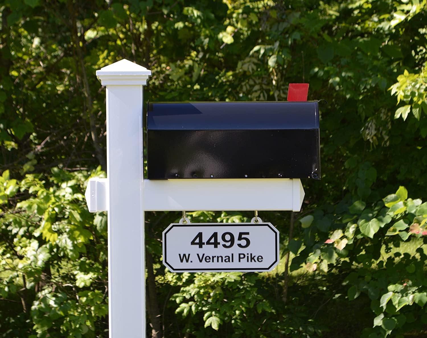 White Vinyl Mailbox Post with Black Steel Mailbox