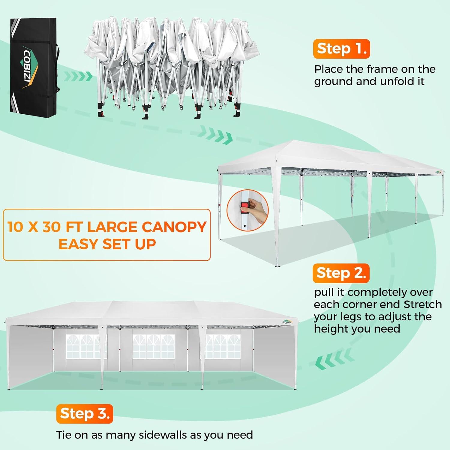 Ktaxon 10' X 30' Canopy Tent with 8 Side Walls for Party Wedding Camping and BBQ